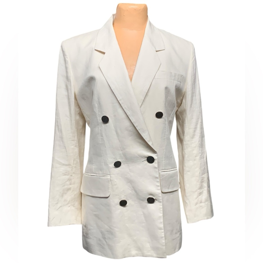 Jones N Y, 100% Linen Double Breasted Blazer